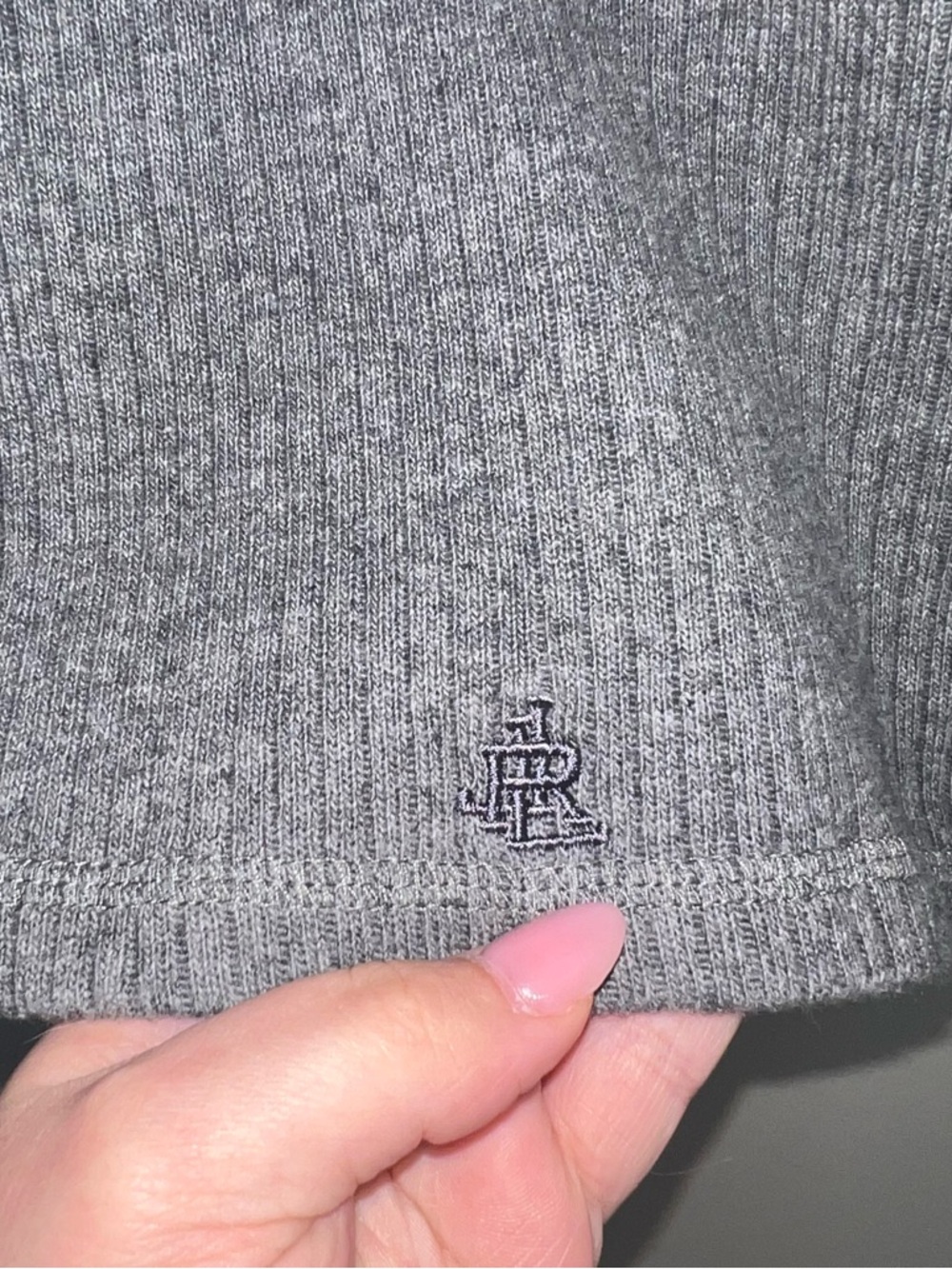 Lauren Ralph Lauren Ribbed Mock Neck Sweater Gray Cotton Logo Size L - Picture 5 of 9